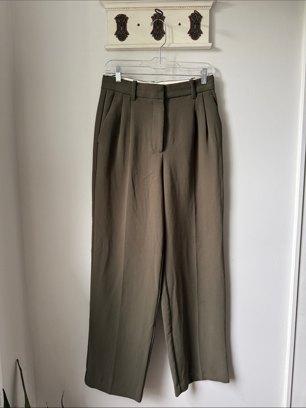 Wilfred Olive-Tone Pleated Trousers Womens High rise Tailored Pants 32” Classic